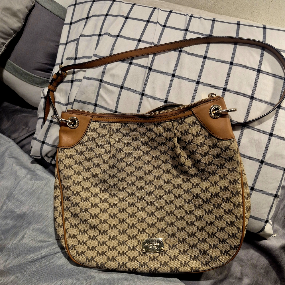 Michael Kors Signature Brown and Tan Shoulder Bag